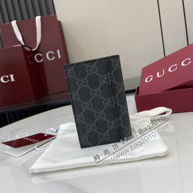 Gucci專櫃古馳最新款Emblem系列經典圖案錢包男士雙折卡片夾 jh2703型號：821209